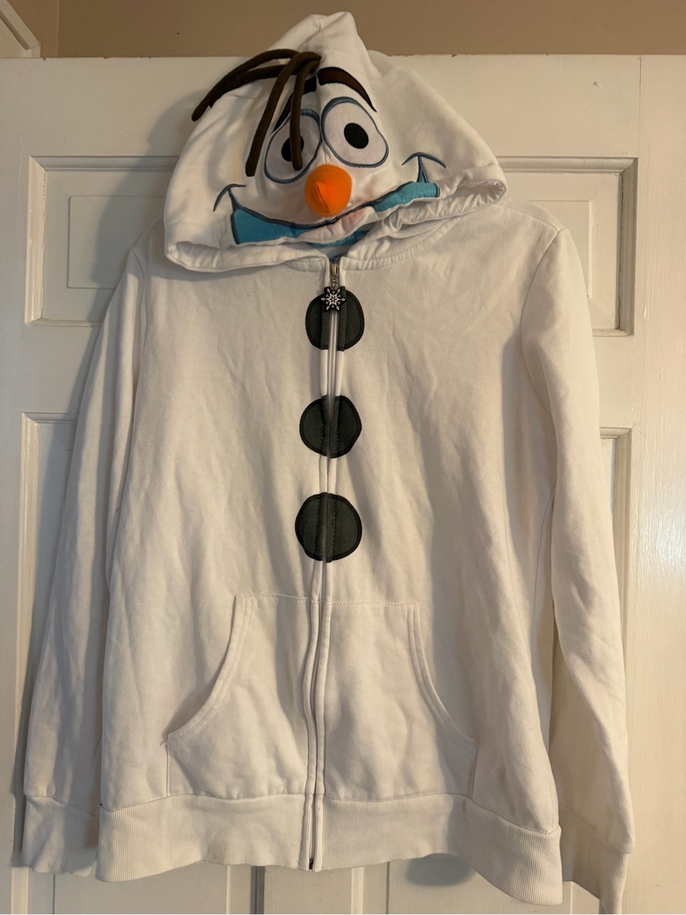 Disney Olaf White womens  Hooded Zip-Up Sweatshirt